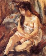 Jules Pascin Seated portrait of maiden painting